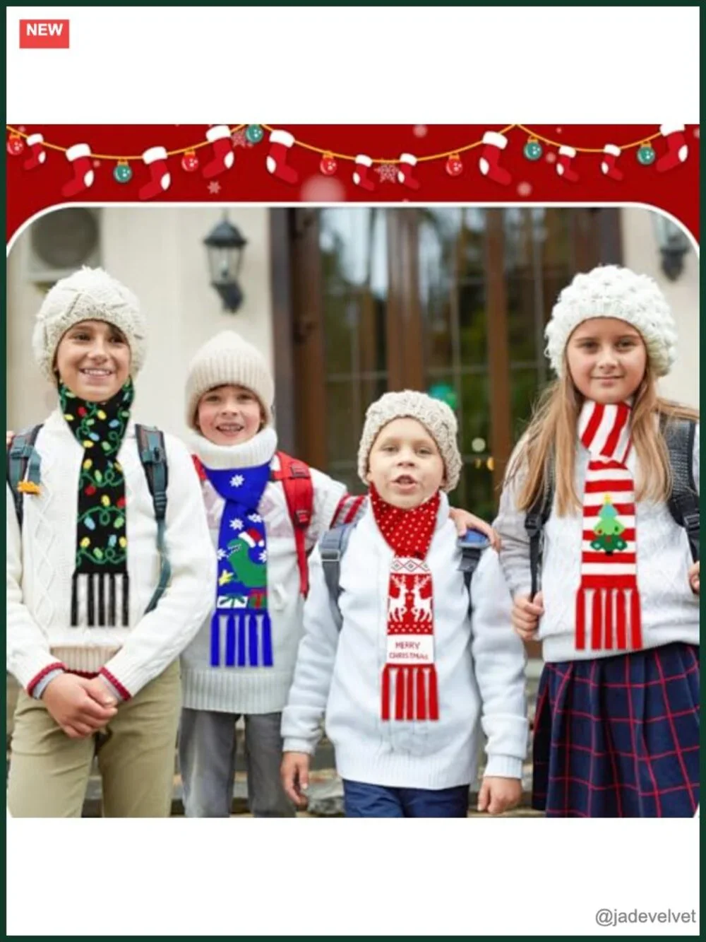 6 Pcs Knitted Holiday Scarf Set with Tassels Soft Acrylic Wraps